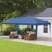 Gazebo da Giardino Pieghevole Pop-up, Sacco Incluso, Acciaio Resina Oxford Alta Densità, 6 x 3 m, Blu
