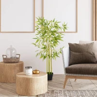 Bambù in Vaso Artificiale, Pianta Finta Decorazione per Interno ed Esterno, Altezza 120cm, Verde
