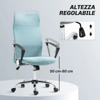 Sedia Ergonomica da Ufficio Girevole, Altezza Regolabile e Schienale a Rete, 63x65x109-119 cm, Verde Chiaro