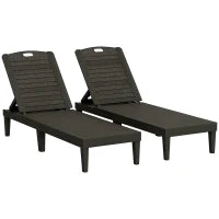 Set 2 Lettini Prendisole con Schienale Regolabile su 4 Posizioni Effetto Rattan a Doghe, Nero