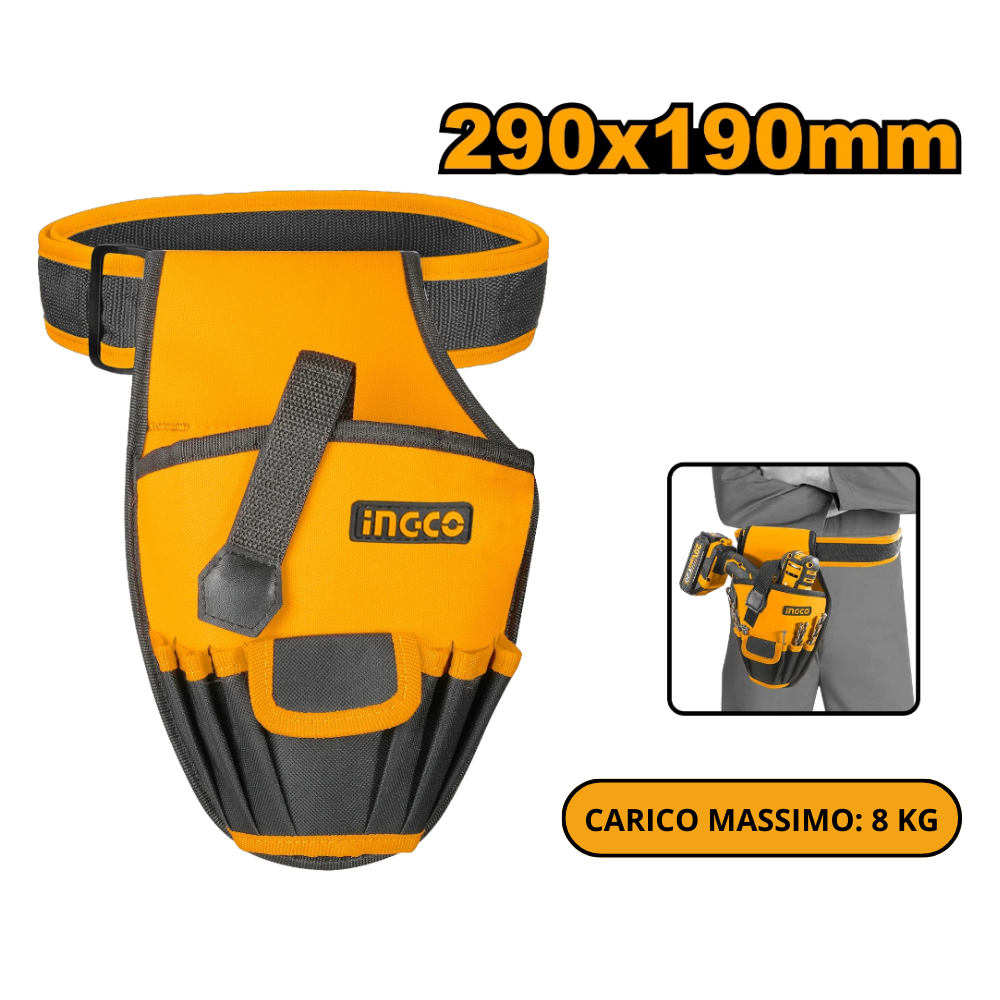 Fodero porta attrezzi avvitatore trapano utensili 6 tasche cintura inclusa