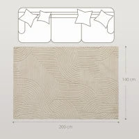 Tappeto Tessuto a Macchina, Versatile e Antiscivolo, 200x140x1,7 cm, Crema