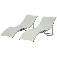 Set 2 Sdraio da Giardino Pieghevoli, Lettino Prendisole in Alluminio e Textilene, 61x165x63 cm