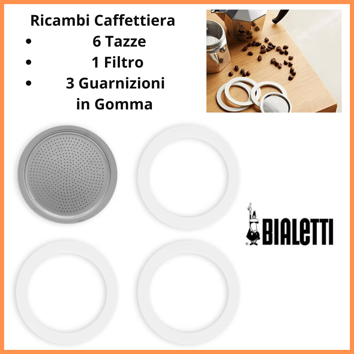 Ricambi macchina caffe moka bialetti 6 tazze guarnizioni per caffettiera filtro caffè ricambio utensili da cucina