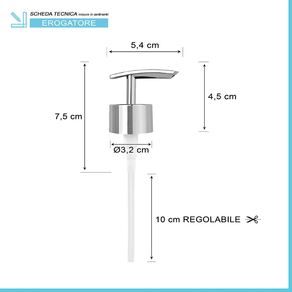 Ricambio pompa dispenser sapone cromo con design curvo 2 pezzi