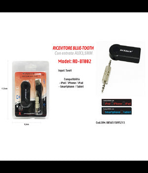 Ricevitore Adattatore Jack 3.5mm Vivavoce Bluetooth Stereo Audio Maxtech Ad-bt002         
