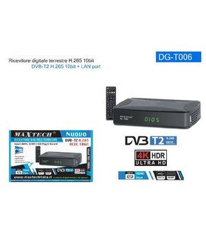 Ricevitore Decoder Digitale Terrestre Dvb-t2 H.265 10bit Lan Telecomando Dg-t006         