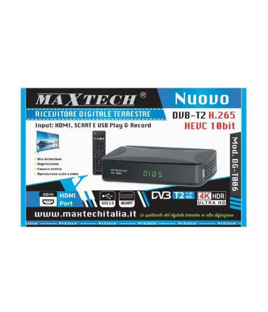 Ricevitore Decoder Digitale Terrestre Dvb-t2 H.265 10bit Lan Telecomando Dg-t006         