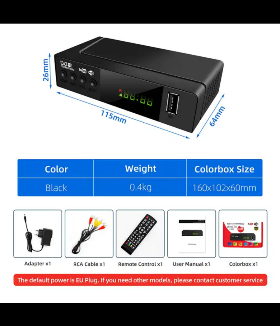 Ricevitore Digitale Terrestre Decoder Tv Scart Mpman Dvb-t 2012 Telecomando Usb         