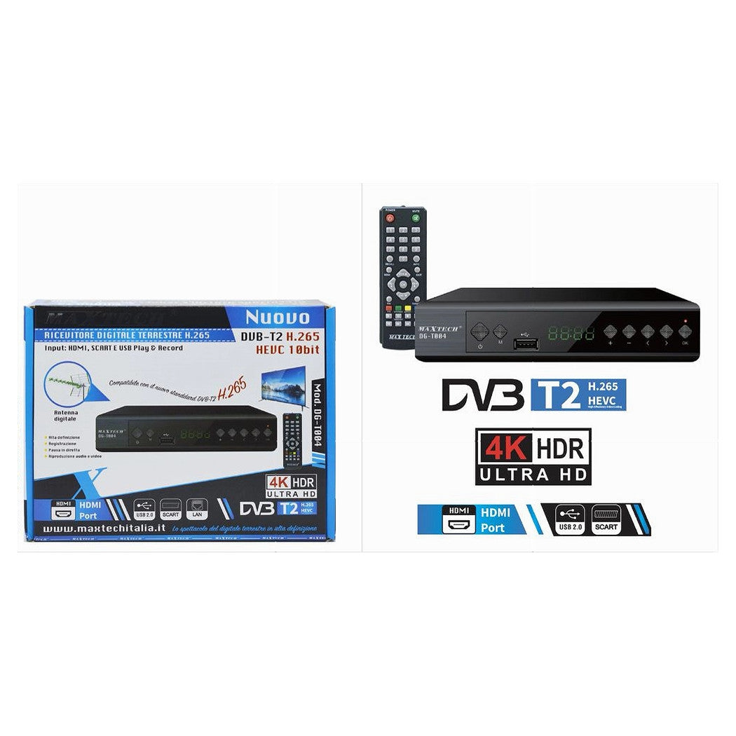 Ricevitore Digitale Terrestre H.265 Dvb-t2 Hevc 10bit Lan Scart Hdmi Usb Dg-t004         