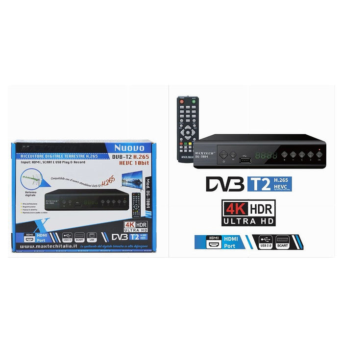 Ricevitore Digitale Terrestre H.265 Dvb-t2 Hevc 10bit Lan Scart Hdmi Usb Dg-t004         