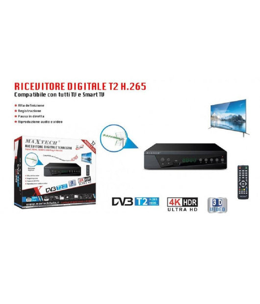 Ricevitore Digitale Terrestre T2 H.265 Decoder Tv Smart Tv Dg-t003 Telecomando         