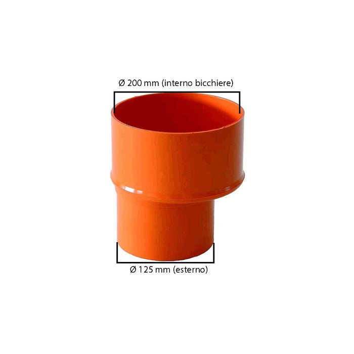 Riduzione in pvc- bicchiere su diametro maggiore : Colore - Arancio, Diametro - 200x125