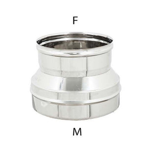 Riduzione inox da m 140 a f variabile spessore 6 decimi aisi 304, diametro 120mm