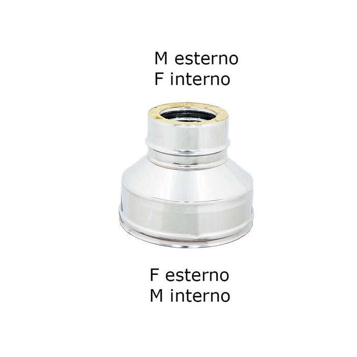 Riduzione inox doppia parete da di 180 - de 230 mm a di 150 - de 200 mm