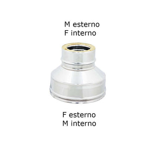 Riduzione inox doppia parete da di 250 - de 300 mm a di 180 - de 230 mm