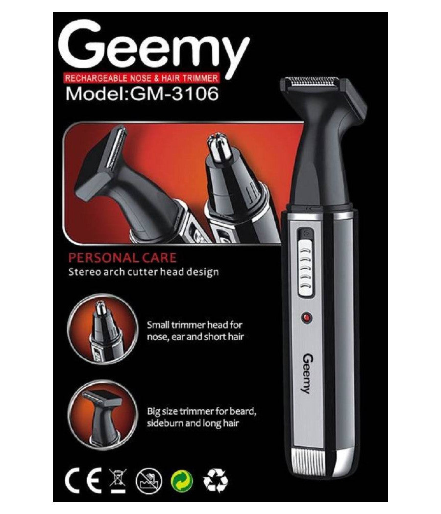Rifinitore 2in1 Rasoio Naso Capelli Ricaricabile Professionale Elettrico Gm-3106         