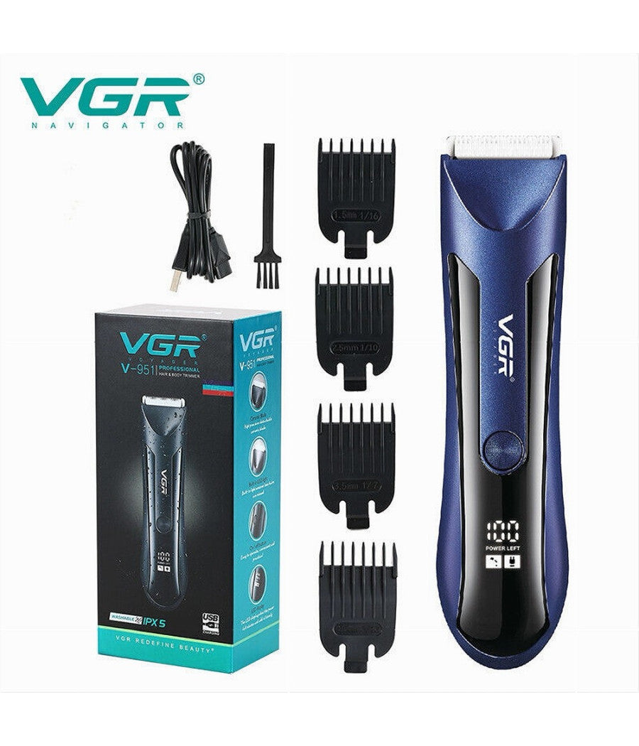 Rifinitore Professionale Capelli Corpo Impermeabile Ipx5 Display Led Uomo V-951         