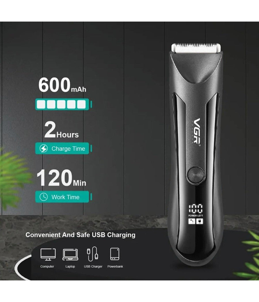 Rifinitore Professionale Capelli Corpo Impermeabile Ipx5 Display Led Uomo V-951         