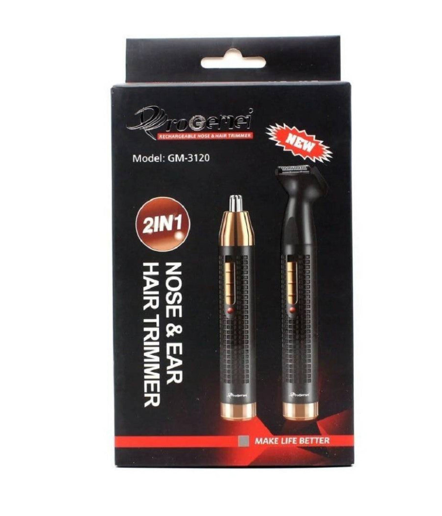 Rifinitore Trimmer A Batteria 2 In 1 Regola Barba Naso Orecchie Capelli Gm-3120         