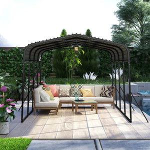 Rifugio per garage all'aperto con 4 gambe inclinate aggiunte, Tenda grande con tetto rigido per SUV e eventi Nero-Accessori per veicoli