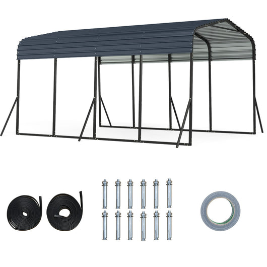 Rifugio per garage all'aperto con 4 gambe inclinate aggiunte, Tenda grande con tetto rigido per SUV e eventi Nero-Accessori per veicoli