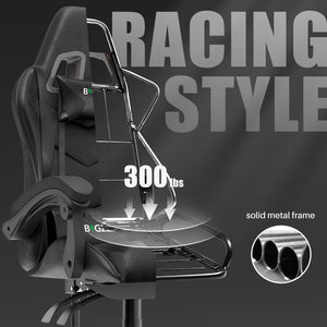 Sedia gaming ergonomica - RATTANTREE - con Supporto Lombare Sedia da Gioco in Pelle Pu con Altezza Regolabile - Nero