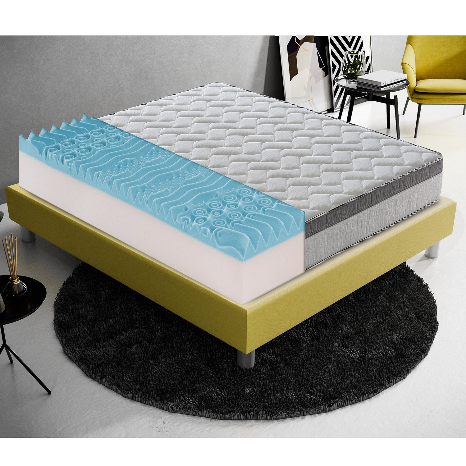 Materasso Singolo 80x190 in memory Foam  Alto 26 cm  9 Zone differenziate