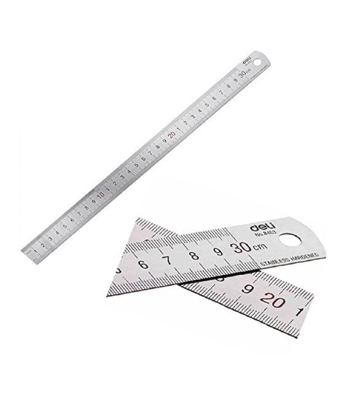 Righello Metro 1mm A 30cm In Metallo Acciaio Riga Multifunzione Segnatura Cm E Inch         