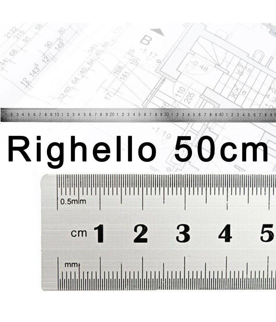 Righello Metro 1mm A 50cm Metallo Acciaio Riga Multifunzione Segnatura ...