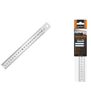 Righello Metro In Acciaio Inox Metallo 1 Mm A 20 Cm Riga Segnatura Cm Inch 97762         