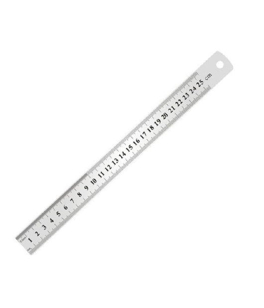 Righello Metro In Acciaio Inox Metallo 1 Mm A 25 Cm Riga Segnatura Cm Inch 97763         