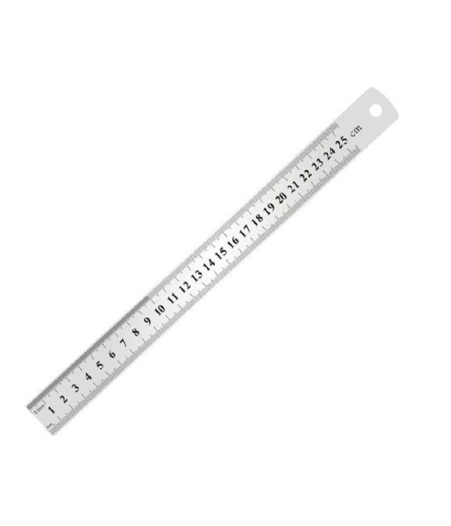 Righello Metro In Acciaio Inox Metallo 1 Mm A 25 Cm Riga Segnatura Cm Inch 97763         