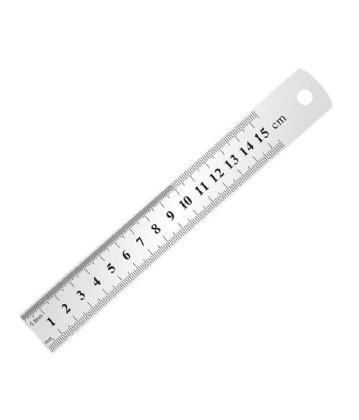 Righello Metro In Acciaio Inox Metallo 1mm A 15cm Riga Segnatura Cm Inch 97761         