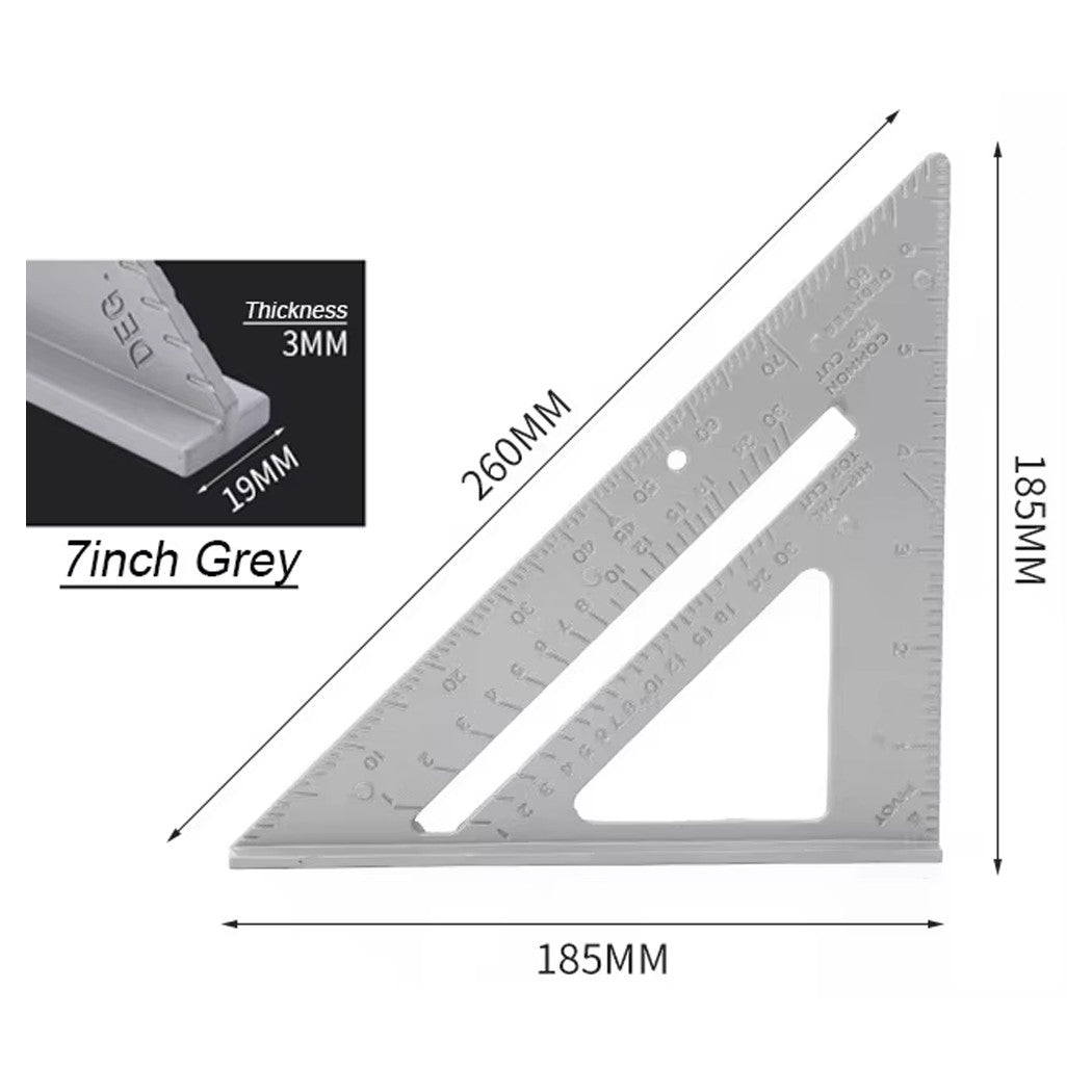 Trade Shop - Righello Squadretta 7 Pollici Triangolo 180 Mm In Plastica Squadra Per Falegname         