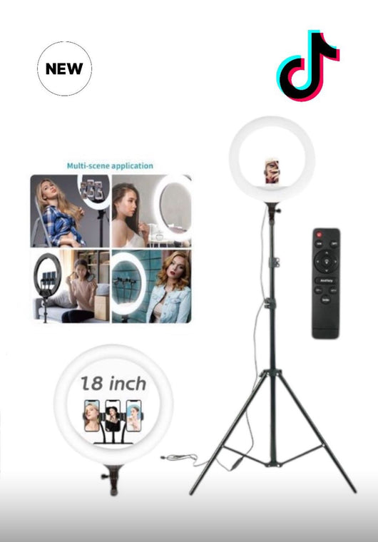 RING ANELLO LED LUMINOSO CON STAFFA E TELECOMANDO PER SMARTPHONE FOTO SET - ANDOWL