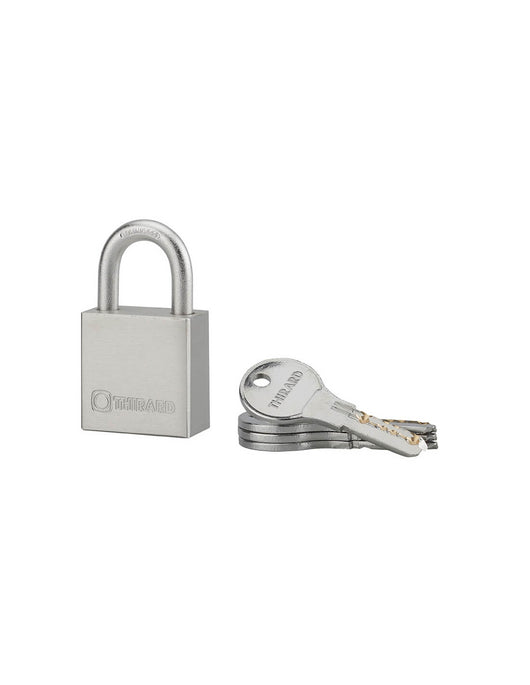 Lucchetto a chiave Rinox, 40 mm, acciaio inossidabile, esterno, arco in acciaio INOX, 4 chiavi - THIRARD