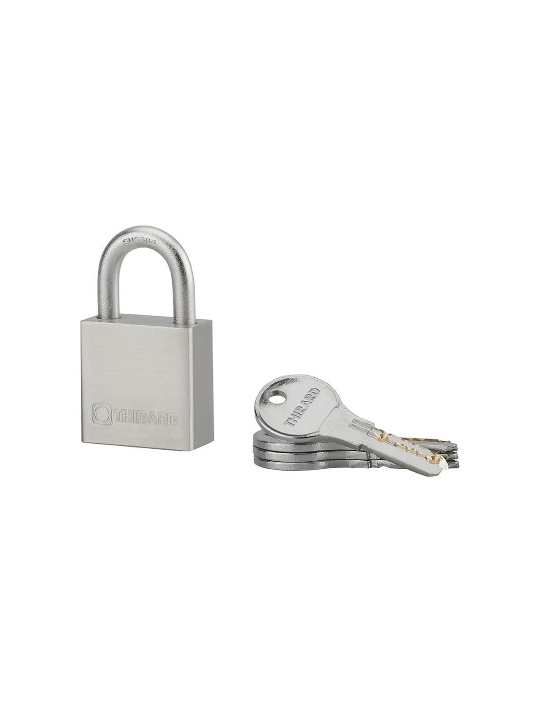 Lucchetto a chiave Rinox, 40 mm, acciaio inossidabile, esterno, arco in acciaio INOX, 4 chiavi - THIRARD
