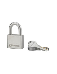 Lucchetto a chiave Rinox, 50 mm, acciaio inossidabile, esterno, arco in acciaio INOX, 4 chiavi - THIRARD