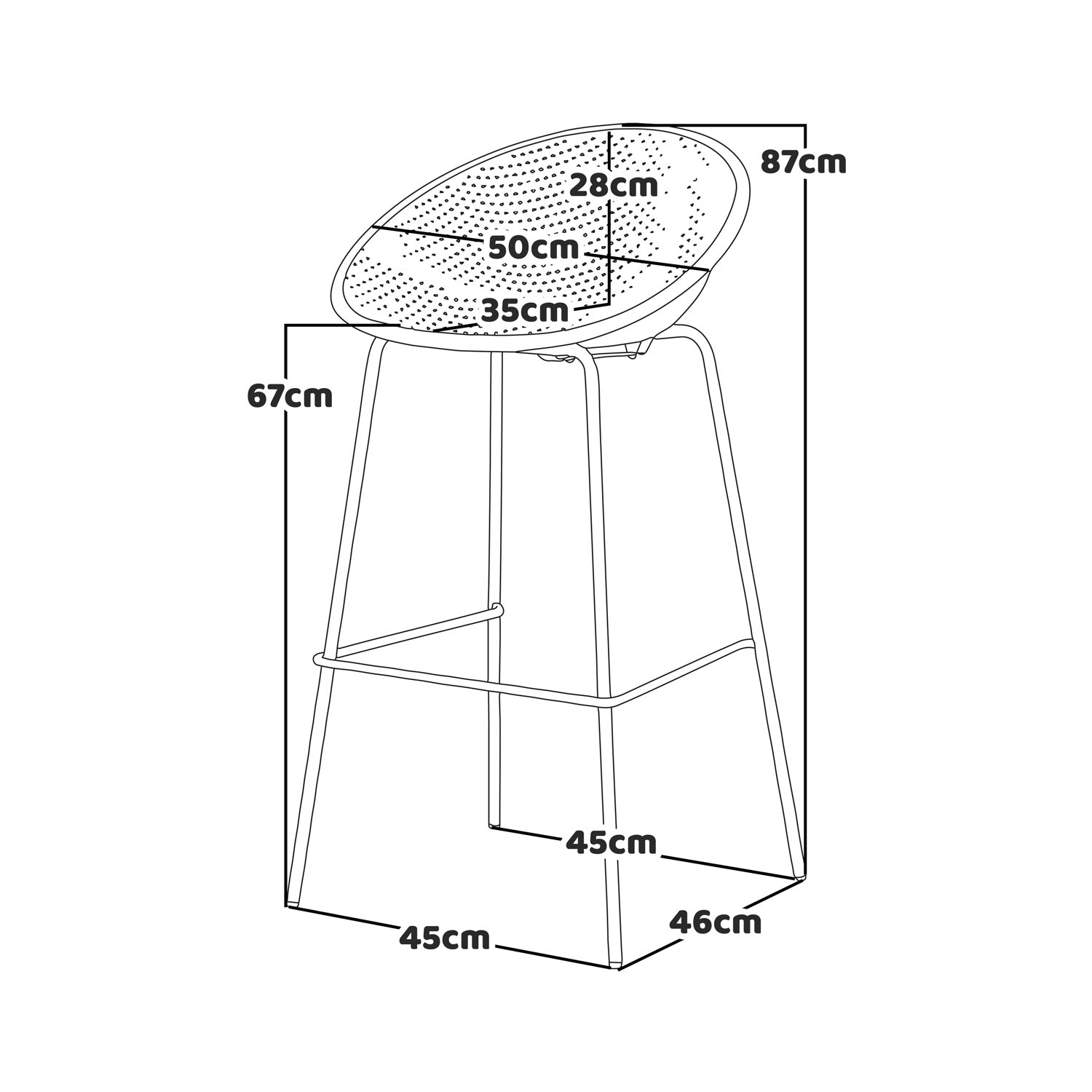 Rio - Set di 4 sgabelli da bar in PP senape stile moderno per interni di design giallo