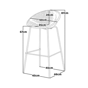 Rio - Set di 4 sgabelli da bar in PP senape stile moderno per interni di design giallo