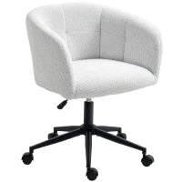 Sedia da ufficio Imbottita con Rivestimento in Velluto, con Ruote e Base in Acciaio, Crema e Nero