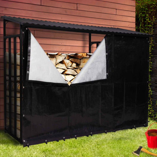 IDMarket - Riparo in acciaio zincato per tronchi L. 274 cm con copertura protettiva da 150 gr