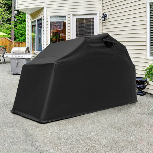 Riparo resistente per moto da esterno, Garage per moto impermeabile 342x137x193cm con copertura in tessuto oxford Nero-Accessori per veicoli
