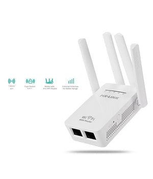 Ripetitore Del Segnale Wireless Con 4 Antenne 2 Porte Wifi Range Extender Router         