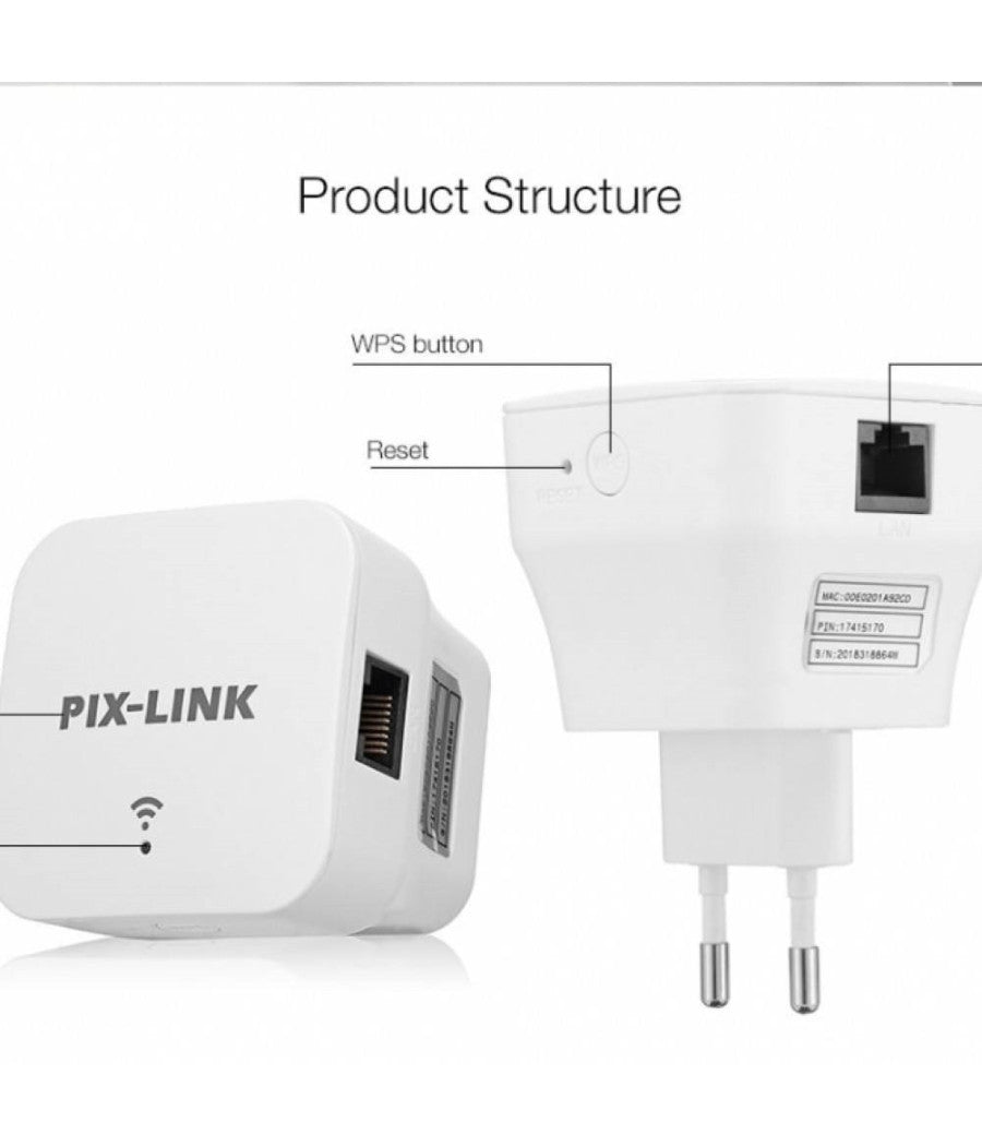 Ripetitore Di Segnale Wifi Wireless-n 300mbps Senza Fili Compatto Wps Lv-wr12         