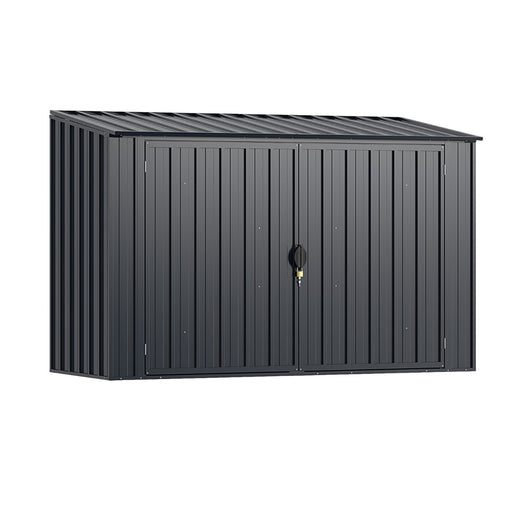 Ripostiglio per atrezzi in acciaio colorato resistente alle intemperie con porta bloccabile, Capanno in metallo per esterni Grigio-Casette da giardino