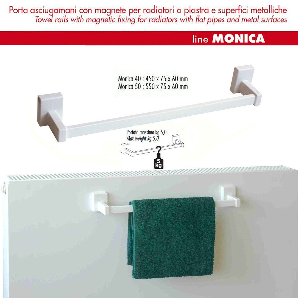 Pika' porta asciugamani 45 centimentri monica super magnete metallo bianco