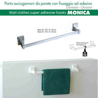 Pika' porta asciugamani 45 centimetri monica fissaggio adesivo metallo cromato