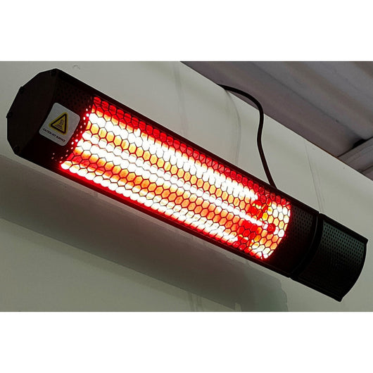 Riscaldatore infrarossi a sospensione RPT‑XDY 2000 W – vetro/alogena dorata, staffe da parete incluse – ideale per 12-18 m2 – Tecno Air System